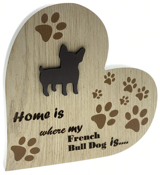 Dog Heart Plaque - French Bulldog