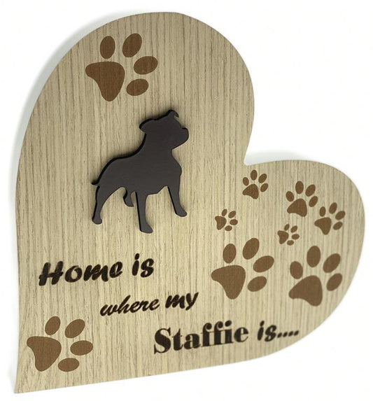 Dog Heart Plaque - Staffie