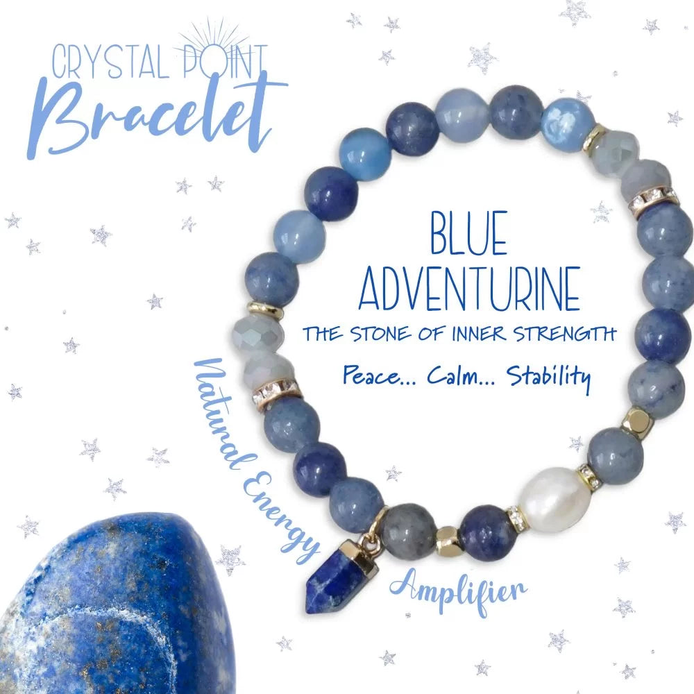 Crystal Point Bracelet - Blue Adventurine